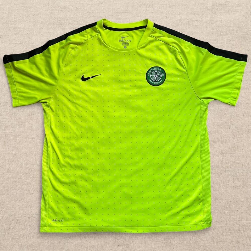 Nike Celtic FC Soccer Jersey Mens Size XL Volt Green Black Training Soccer Top